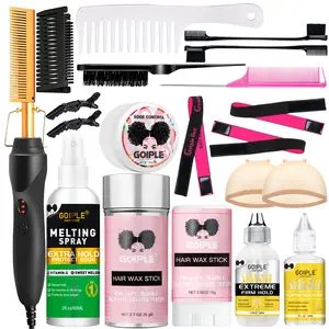Hot Comb Straightening Kit for Wigs and Natural Hair - Safe Pressing Comb, Curling Iron, Wig Glue, Heated Curler Salon Gift Straightener