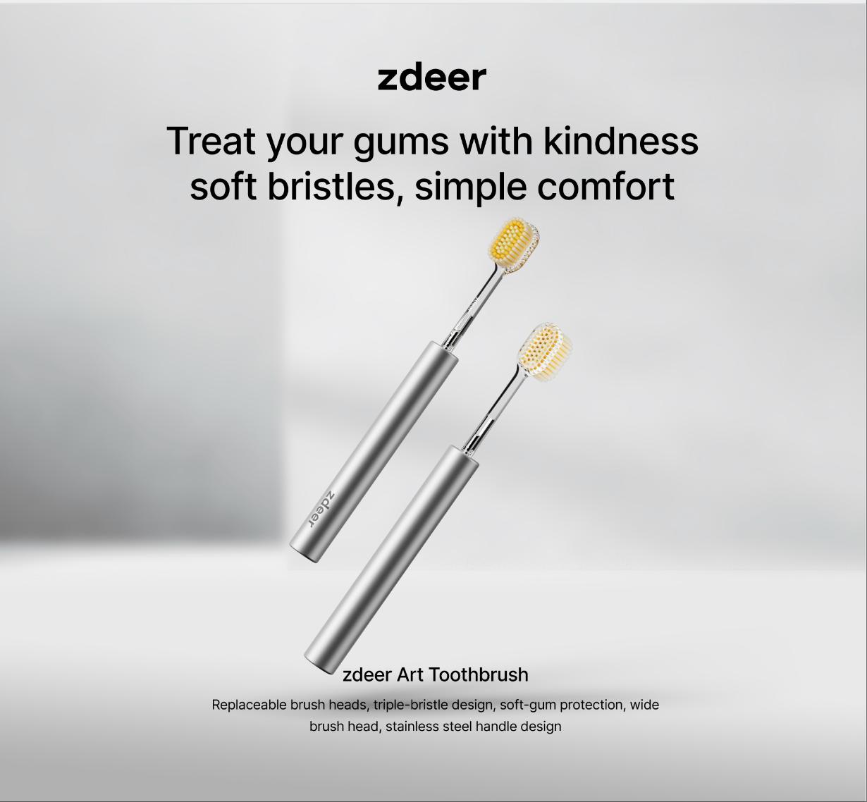 zdeer Toothbrush D4 Metal handle with replaceable brush head —  Eco-friendly and reusable Oral  sustainable