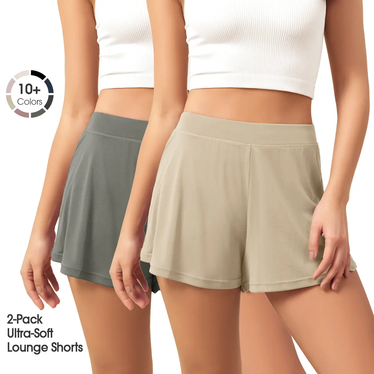 ODODOS 2-Pack Ultra-Soft Modal Lounge Shorts for Women – Lightweight & Breathable Sleepwear, 3" Inseam, Lady, Fabric, High Rise, Basic, Loose Legs, Cool All Night, Above Knee, Plain, Athletic