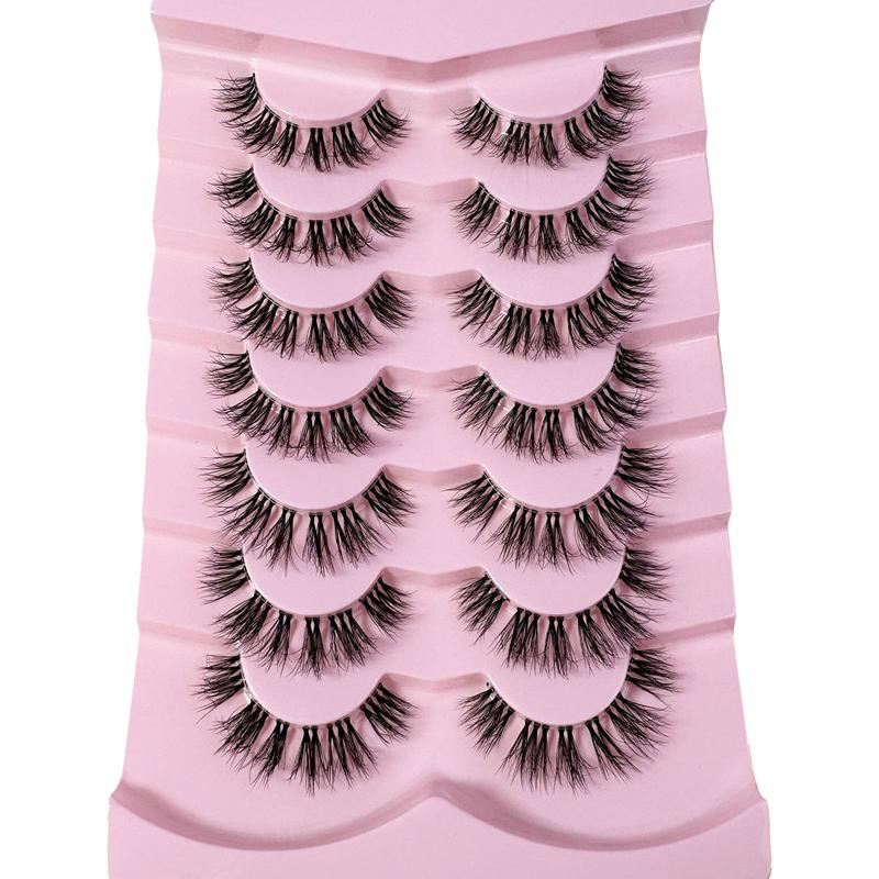 10 Pairs Manga Spiky Lashes Natural Soft Clear Band Comic Styles Eyelashes Anime Look Eyelash Wispy Strip Manga Look False Eyelashes Perfect For Daily Use Reusable