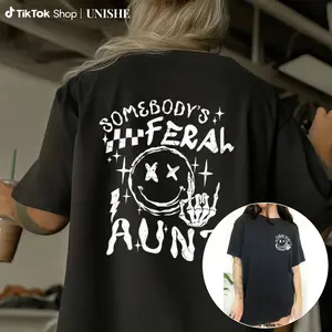 Somebody’s Feral Aunt Smiley Shirt – Vintage Grunge Cool Auntie Tee