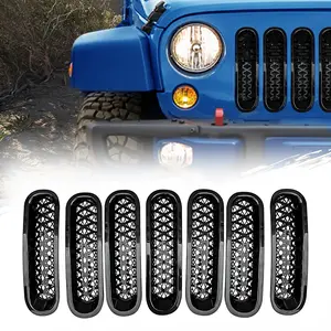 7PCS Grille Mesh Inserts Compatible with 2007-2018 Jeep JK Wrangler & Unlimited Wrangler Accessories, Front Grille Cover, Car Grille Mesh (7PCS Matte Black)