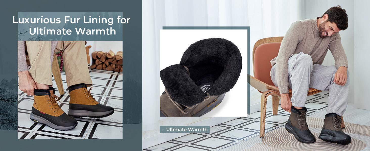 FitVille Men's Wide CozyCore Winter Boots V10, Thermal-Reflective Lining, Adjustable Straps, Slip Resistant, All-Day Comfort Walking Shoe, Roomy Toe Box, High Rebound EVA Foam, Closed Decor Style SpringStatements