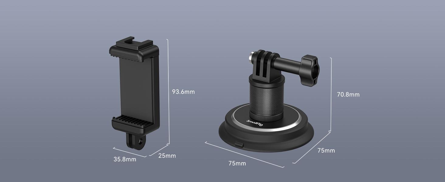 SmallRig 2-in-1 Gym Magnetic Suction Cup Phone Holder for iPhone 17/16Pro Max &Build in 6 Magnets Powerful Car Mount for GoPro Hero 13/12/11/10, for Akaso, for Insta360, for DJI OSMO Action 4/5, Pocket 3 and Phone 4347