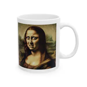 Funny Mona Lisa Grimace Mug - Hilarious Coffee Cup Gift for Mom, Dad, Coworker of Friend, Office Mug, Tea Mug, Funny Gift, Mug for Work, Gift for Desk, Gift for Boss