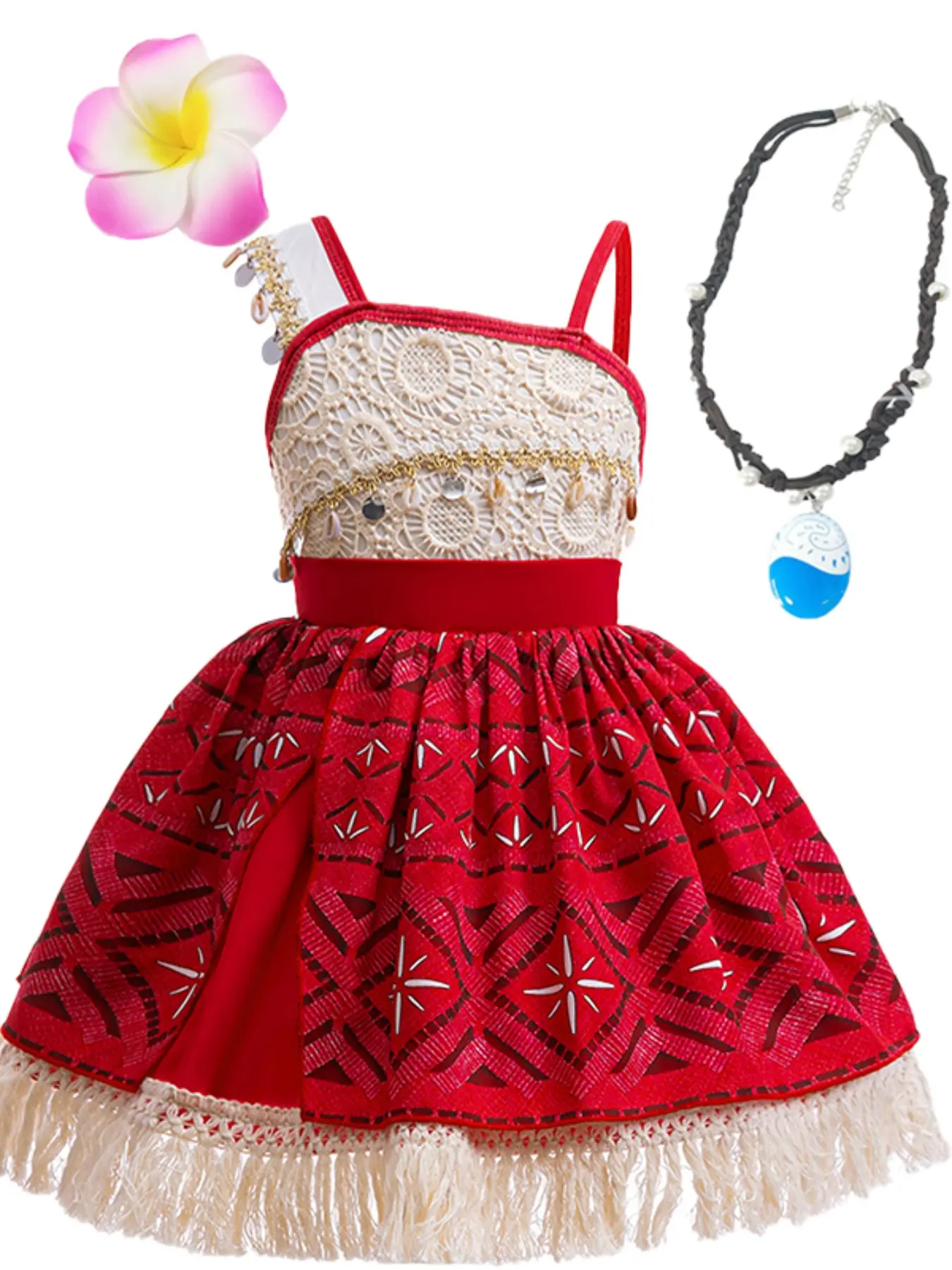 (Dress + all accessories) Girls Moana Dress Set Princess Dress Dress Up Costume For Parties