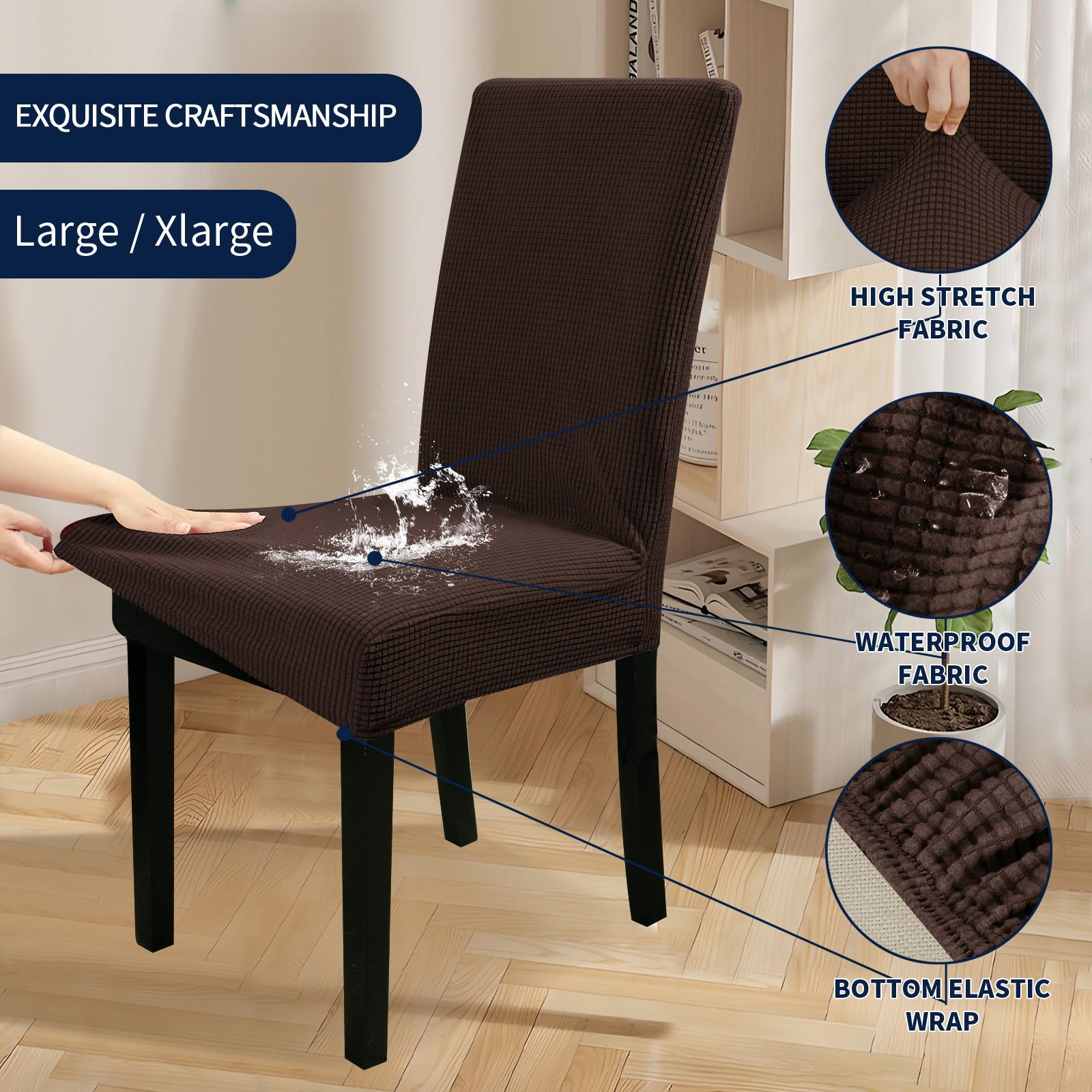 Easy-Going Waterproof Dining Room Chair Cover Set of 2, 4, 6, 8, Leakproof Stretch Jacquard Parson Chair Slipcover Removable Washable Chair Protector for Home, Restaurant, Banquet