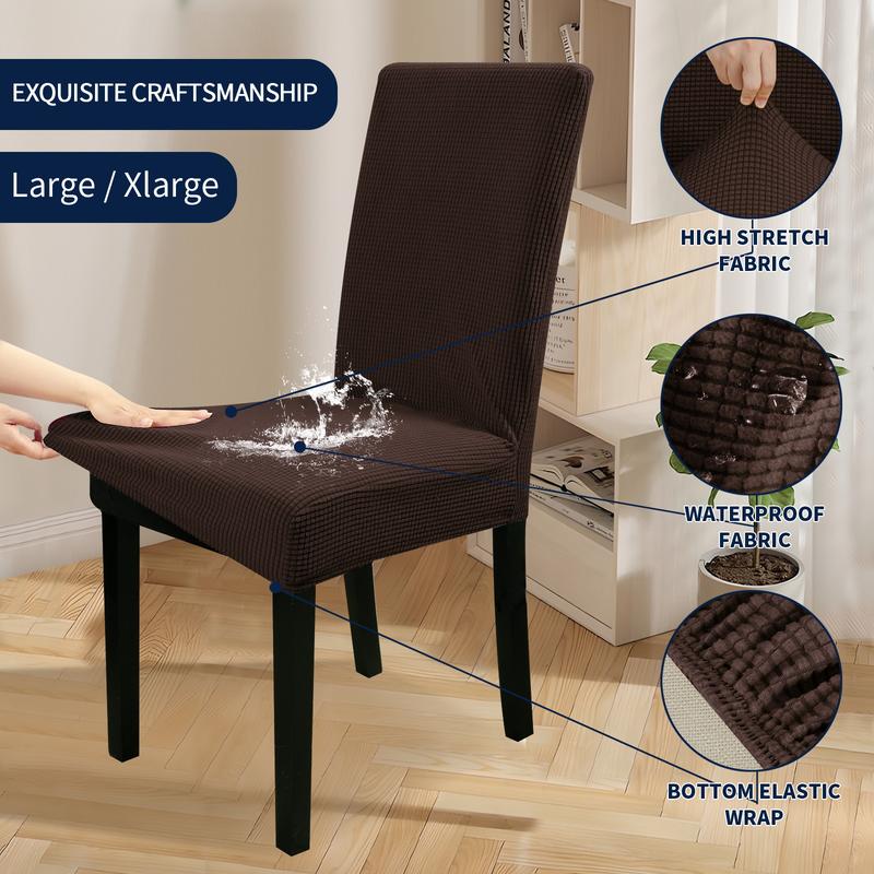 Easy-Going Waterproof Dining Room Chair Cover Set of 2, 4, 6, 8, Leakproof Stretch Jacquard Parson Chair Slipcover Removable Washable Chair Protector for Home, Restaurant, Banquet