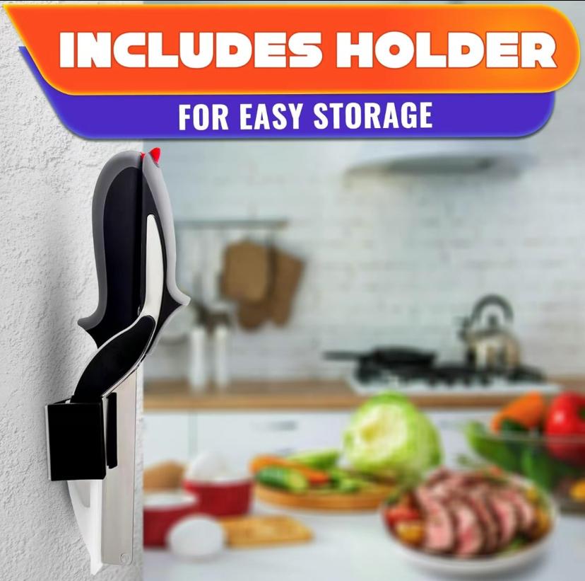 2 in 1 Kitchen Scissors for Food – Stainless Steel Blade & Plastic Cutting Board Scissors with Safety Lock | 9.6" Tomato Knife, Fruit & Vegetable Cutter – Easy-to-Use Kitchen Shears for Meat, Chees