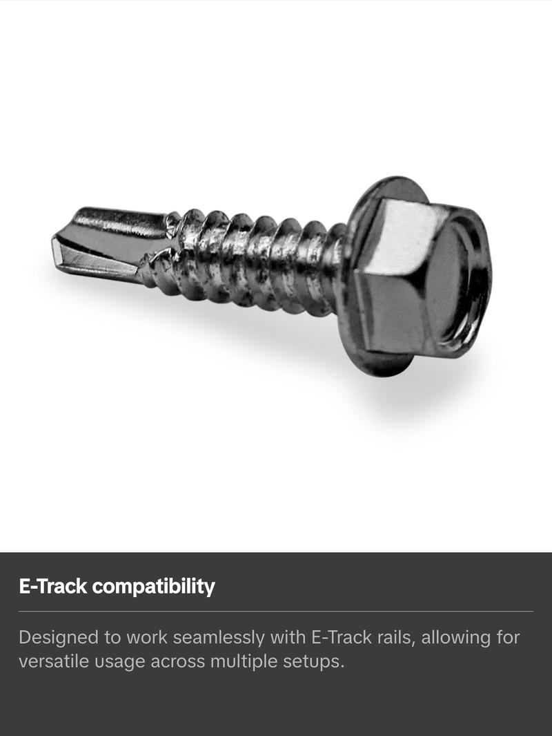 1" E-Track Hex Head Metal Screws With Self-drilling Tips (10 Pack)
