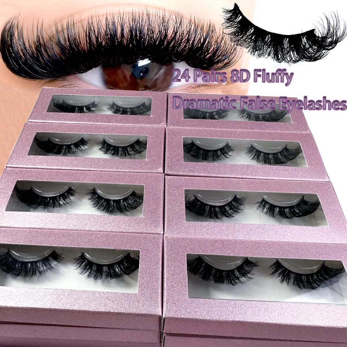 24Pairs 3D False Eyelashes Russian Volume Eyelashes Fake Eyelashes Dramatic Messy Mink Lashes Wispy Long Foxy Eye Lifting Look Eyelash Extension Kit Full Eyelash Strip To Lengthen And Volumize The Outer Corner Of Your Eye Beauty Makeup Strip Lashes,