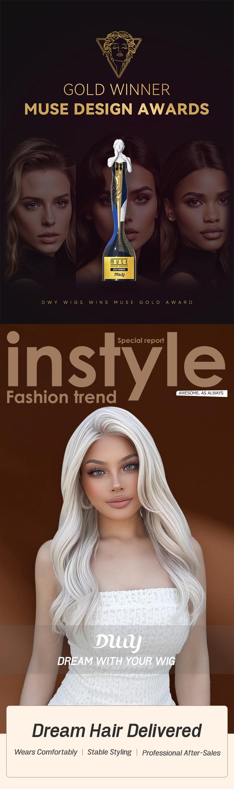 Silas C-DWY 13×6 Lace Front Free Part Long-Length Curly Platinum Blonde Glueless Synthetic Wig for Women 22 Inches