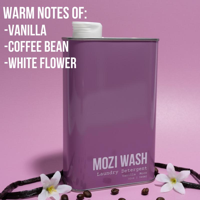Mozi Wash Laundry Detergent 1 Pack  - World's Best Smelling - Plant Based Household Scented Cleaning Display Worthy Eco Friendly Tins Non Toxic Formula Cozy Cashmere Sugar Dew Desert Poppy Alpine Woods Central Coast  Vanilla Moon Infinitely Recyclable
