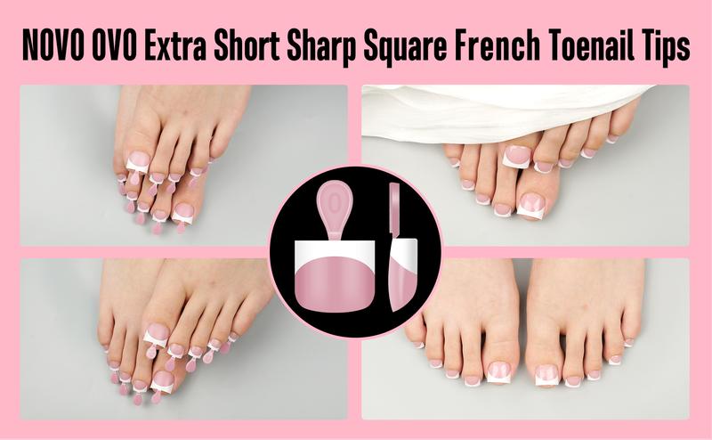 NOVO OVO Extra Short Toe Nail Tips White French Tip BERRY PINK Sharp Square Press On, Soft Gel False Fake Toenail Extension Kit, Need Apply Top Coat Buider Gel Nail Glue, Salon DIY x 16 Sizes 224 Pcs【NO GLUE & TOP COAT INCLUDED】