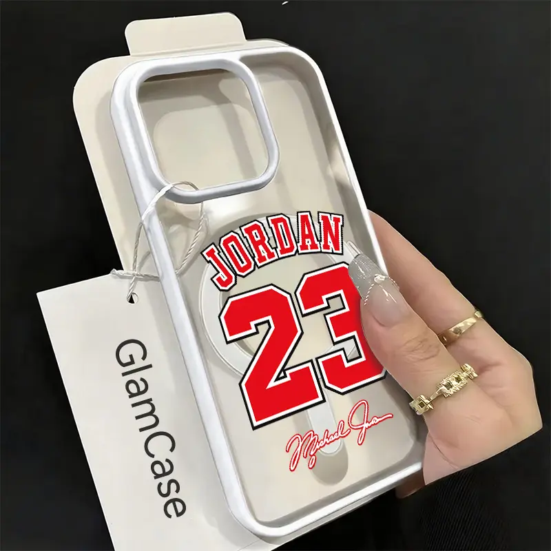 Acrylic Magnetic Basketball Player Number Cellphone Case - Shockproof Hard-Shell Guards Drops, Magnetic Fit Protection for iPhone 11,12,13,14,15,16,17 Plus Pro Max Classic Sports Accessory, Casing