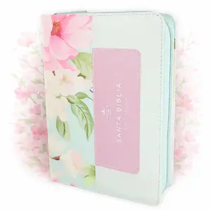 Biblia para Mujer con Cierre Portatil Letra Grande 12 puntos RV1960 imit piel rosas en esplendor con indice y canto floral
