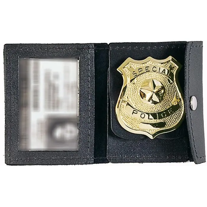 Leather Law Enforcement Tactical ID Holder with Snap Closure, Durable ID and Badge Holder for Office Identification Supplies
