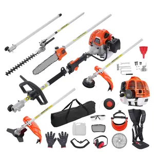 26CC&43CC 6-in-1 Multi-Functional Trimming Tools, Gas Hedge Trimmer, Weed Eater, String Trimmer, Brush Cutter, Edger, Pole Saw Chainsaw Pruner with Extension Pole