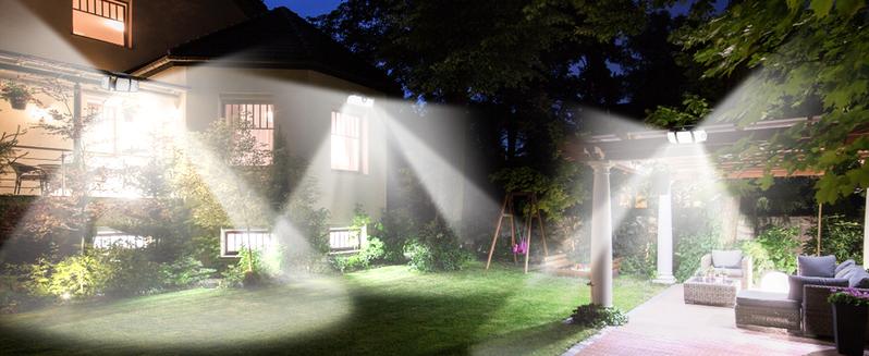 VIVOHOME Linkable Solar Flood Lights Outdoor, 2 Adjustable Motion Sensors Security Lights with 3 Heads, 2500LM, IP65 Waterproof, Solar Powered for Outside, Yard, Porch, Patio