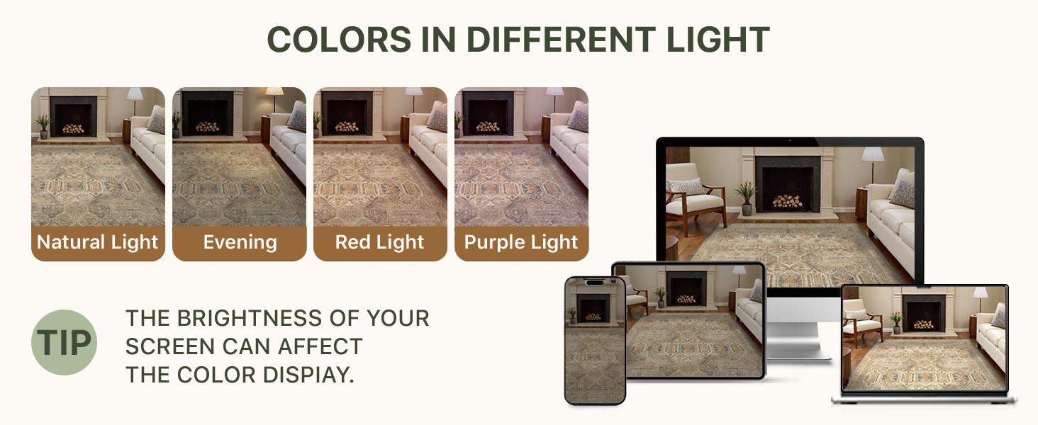 GENIMO Area Rugs, Ultra-Thin Foldable Low Pile Machine Washable Rug, Lightweight Machine Washable Rugs for Living Room Bedroom