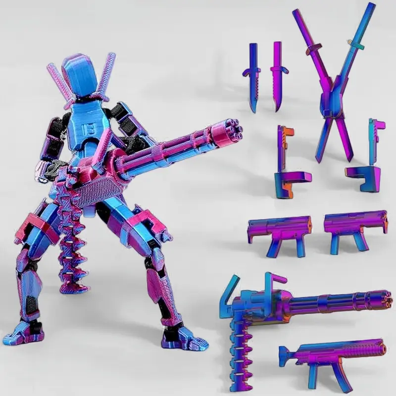 T13 Action Figure Set - (Assembled) 3D Printed Action Figure Titan 13 Action Figure Multi-Jointed Movable Dummy 13 Robot Action Figure Birthday Gifts for Boys Girls Desktop Decorations