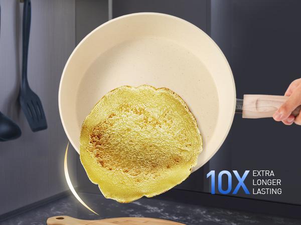 [New Colors] Kitchen Academy 12 Piece Nonstick Pots and Pans Set, Non Stick Induction Cookware Set, Kitchen Cooking Set, Frying Pans Saucepans, Silicone Steel Aluminium Glass Lid Stove