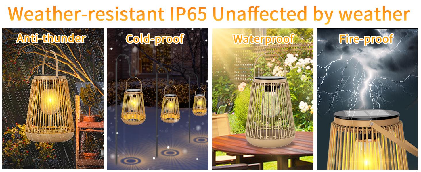 Solar Lights Outdoor Vintage Solar Lanterns - 2 Pack | IP65 Waterproof Outdoor Garden Lights for Patio, Lawn & Balcony