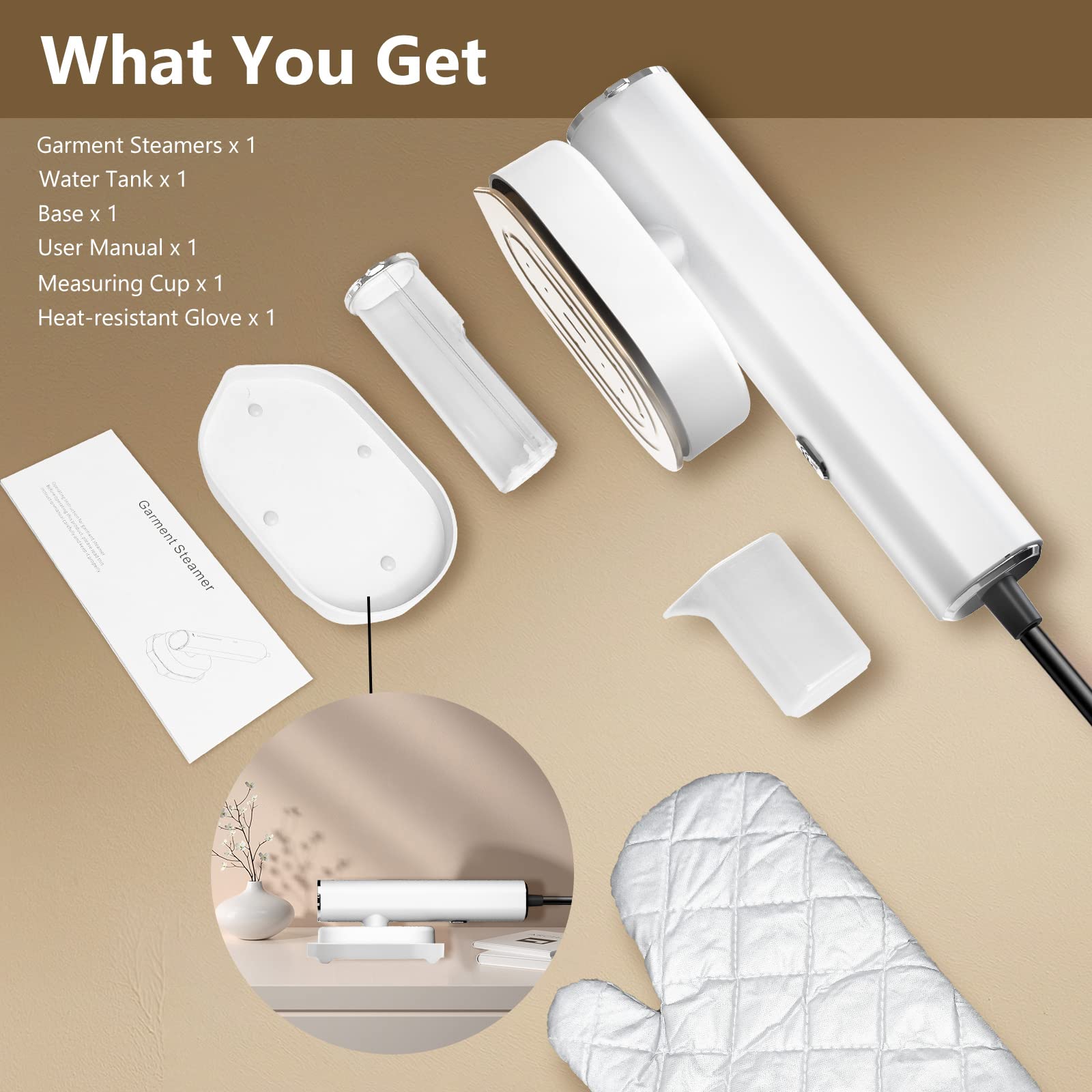 ELORTI Garment Steamer for Clothes，Hanrdheld Steamer & lron 2 In 1, Portable Travel Clothing Steamer lron,10s Fast Heat-Up,  Mini Garment Steamer & Iron，Holiday Gifts