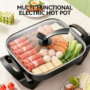 TANLOOK Electric Skillet with Lid, 16"x12"x 5" Scratch Resistant, Easy Pour Spout Dishwasher Safe, Non-stick Electric Skillet with Glass Vented Lid, Adjustable Temperature, Black