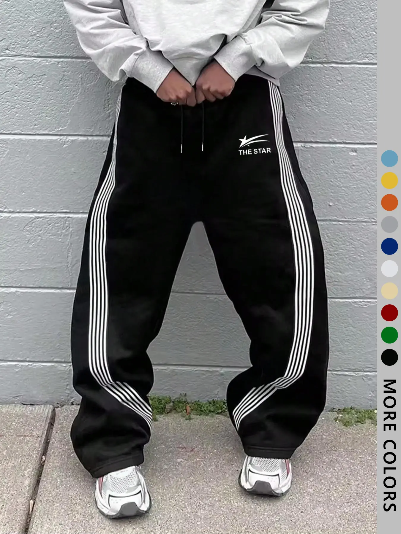 Men's Letter & Stars & Striped Print Drawstring Waist Graphic Print Sweatpants, Regular Fit Casual Street Elastic Waist Pants for Fall & Winter, Men's Trousers for Daily Wear, Drawstring Waist Athleisure, Athleisure Style Bottoms