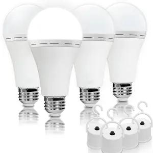 4 Pack Emergency Rechargeable Light Bulbs with Hook, Portable Camping Light Bulb, Battery Powered LED Bulb for Tent Light, Outdoor Trips, Power Outage and Home Use
