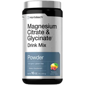 Horbaach Magnesium Citrate & Glycinate | 325 mg | 16 oz | Raspberry Lemon Flavored Drink Mix | Vegan, Non-GMO and Gluten Free