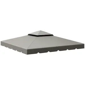 Outsunny 10' x 10' Gazebo Replacement Canopy, Gazebo Top Cover with Double Vented Roof for Outsunny 9.7' x 9.7' Frame for Garden Patio Outdoor (TOP ONLY), Light Gray