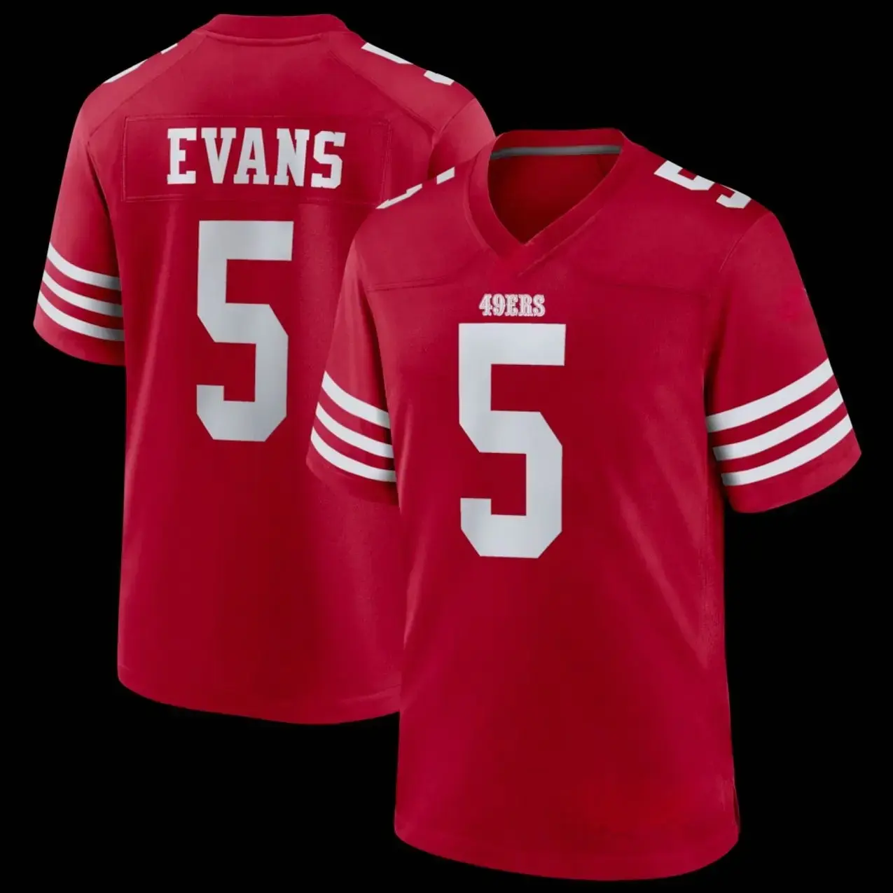 Unisex Evans 5 San Francisco Game-Inspired Scarlet Football Jersey, Sports Collectible