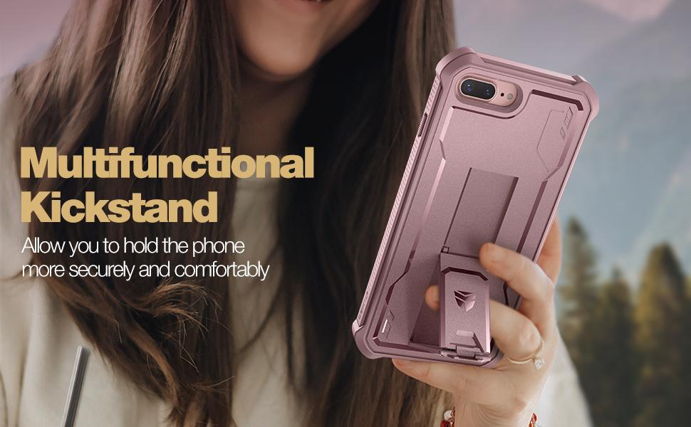 Dexnor iPhone 8 Plus Case, iPhone 7 Plus Case, [Built in Screen Protector and Kickstand] Heavy Duty Military Grade Protection Shockproof Phone Case for Apple iPhone 8 Plus & 7 Plus