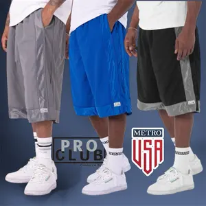 PRO CLUB Heavyweight Mesh Basketball Shorts Premium 100% Polyester Breathable Athletic Bottoms with Front Pockets & Zipper Rear Pocket for Gym & Basketball Workouts