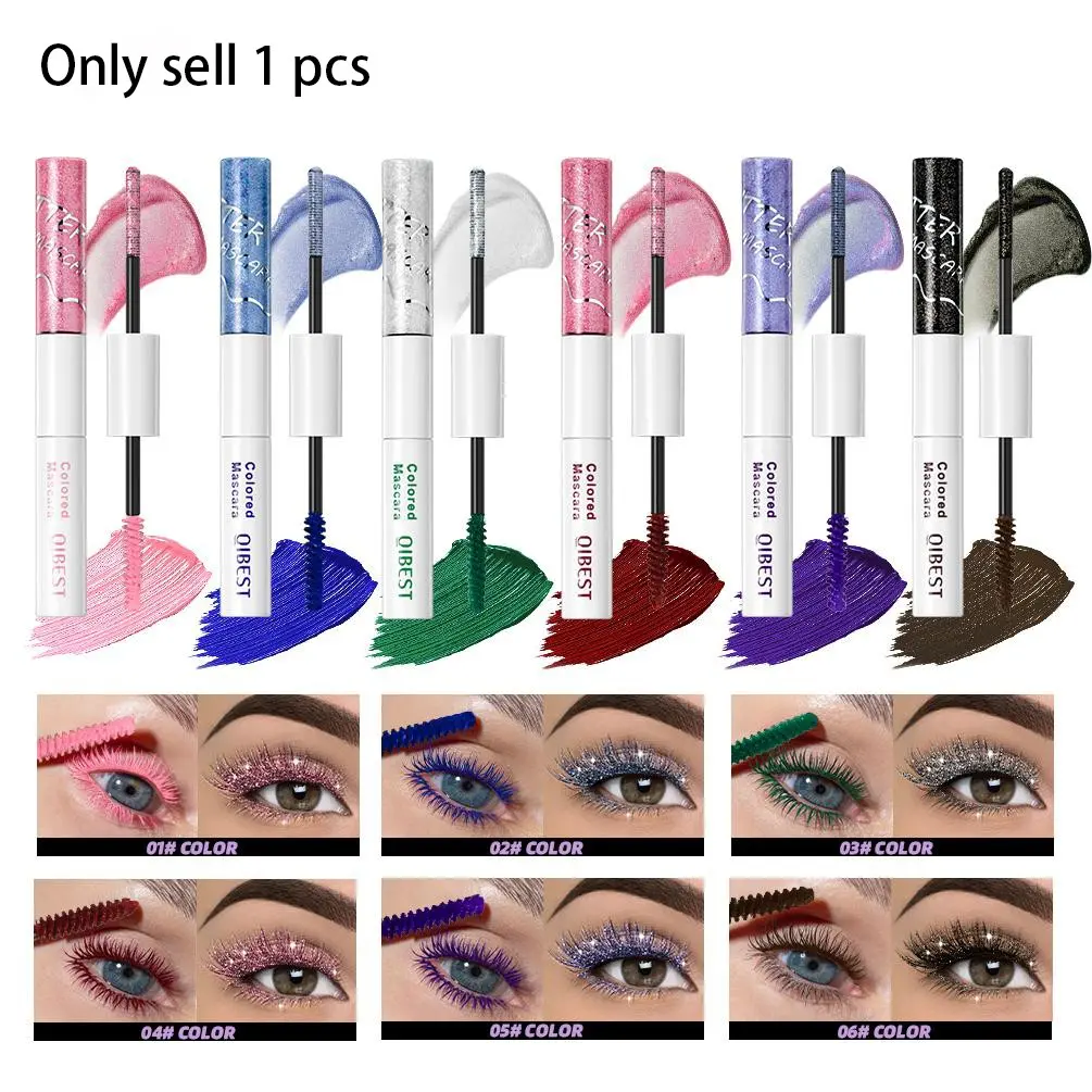 QIBEST Double Head Diamond Glitter Mascara Lasting Colored Beauty Mascara Eyelashes Pink Blue Green Red Brown Voluminous Mascara Rimel Makeup Curl Mascara Volumizing Mascara Volume Mascara Affordable Mascara