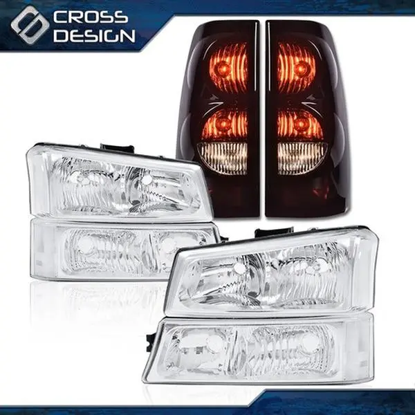 CROSSDESIGN Vehicle-Specific Bolt-On Car Exterior Upgrade Kit - Replacement Truck Headlamps, Corner Lamps, Bumper Signal Lighting, Tail Lights For 2003-06 Chevy Silverado