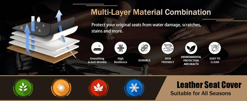 Car Seat Covers Fit for Honda Pilot 2005-2016 Full Set Faux Leather Seat Cover Waterproof Seat Protectors Automotive Seat Cushion