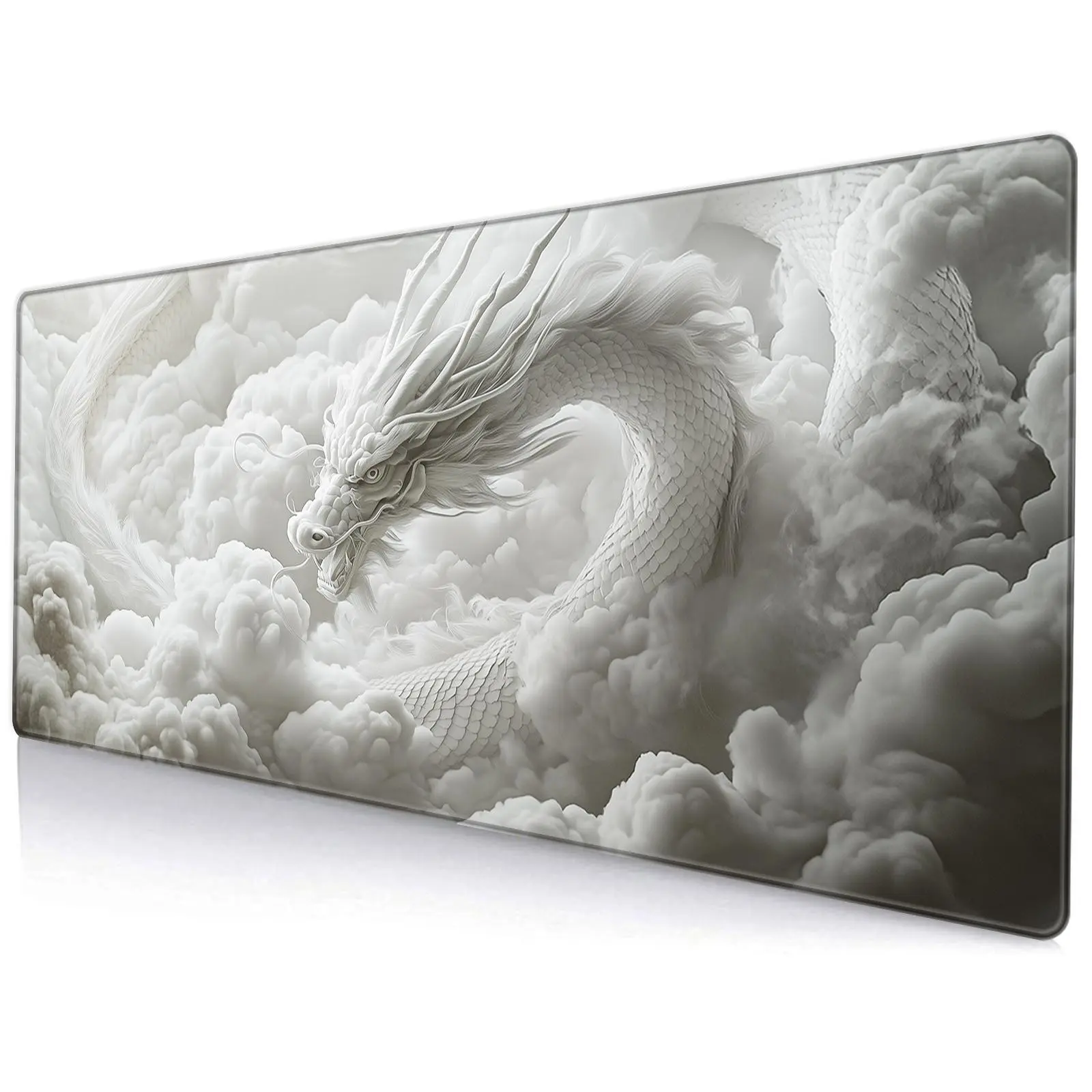 Chinese Dragon Pattern Mouse Pad, 1 Count Large Non-slip Rubber Base Mousepad, Desk Pad with Stitched Edges for Gaming, Office, Home, Desk Accessory, Desktop Accessory, Computer Desk Mat, Aesthetic Desk Accessories