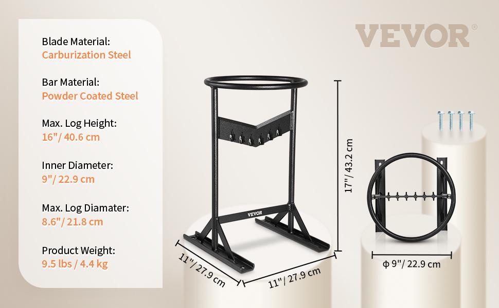 VEVOR Firewood Kindling Splitter, 9''x17'' XL Wood Splitter, Unique V-Shaped Finger-Safety Blade, Manual Log Splitter for Wood Splitting, Heavy Duty Strong Steel Structure & Stability, Log Splitter