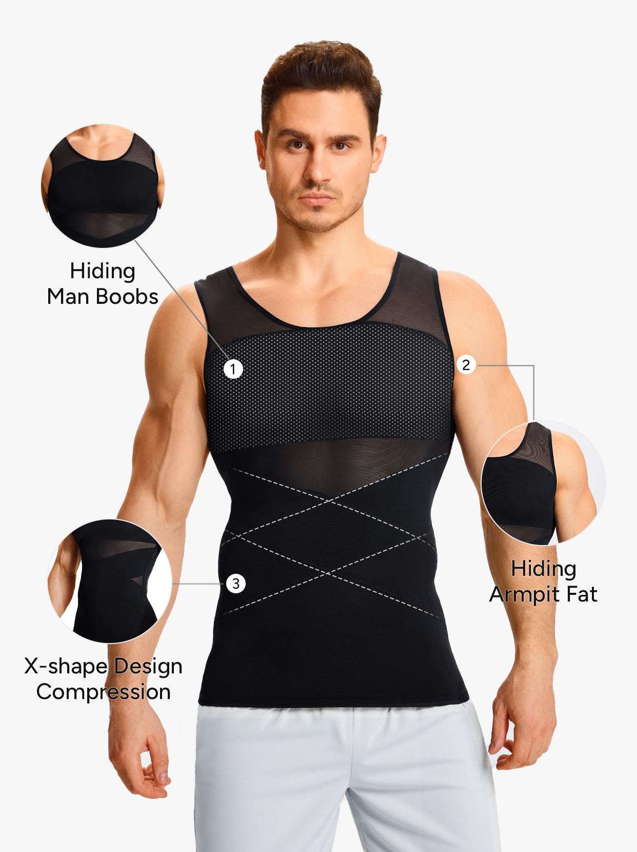 【LIVE-Only】Nebility Men's Summer Thin Shapewear Tanktop - Menswear Mesh Tummy Control  Breathable High Elasticity  Seamless Sports Compression Vest Fitness
