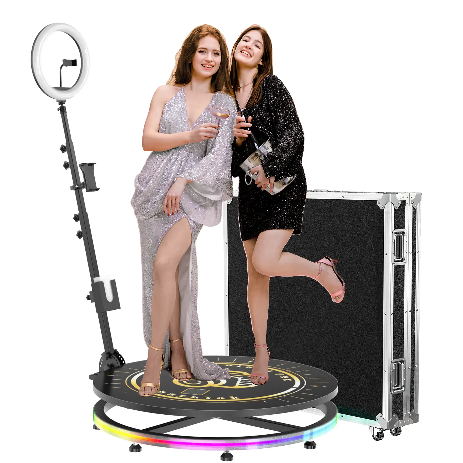 MWE 360 photo booth for events Magic 360 Video Booth Machine with Custom Logo Remote Control Automatic 360 Spin Camera Booth With Flight Case