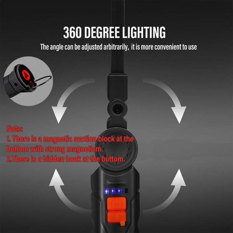 Rechargeable Work Lights, LED Work Light with Magnetic Base & Hanging Hook, 360°Rotate, Tool Gifts for Men