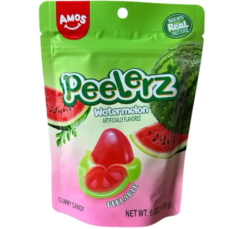 Amos Peelerz Watermelon Gummy Candy, Peelable Watermelon Gummy Candy, Resealable 6 oz Bag