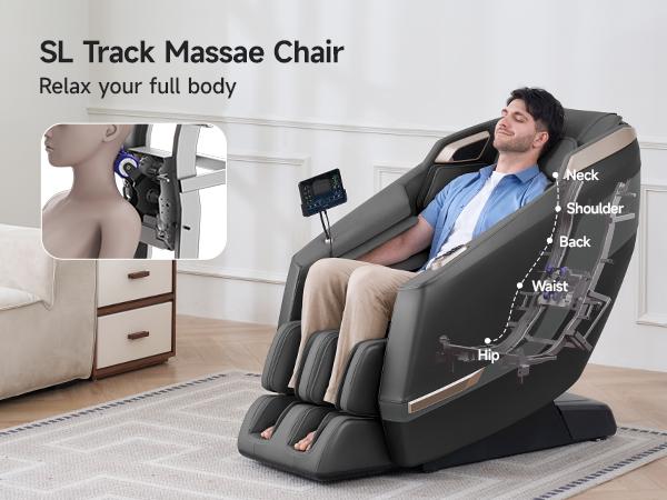 Real Relax 2024 full body massage chair zero gravity with shiatsu massage SL-Track with airbag heating comfortable Favor-23 massage recliner