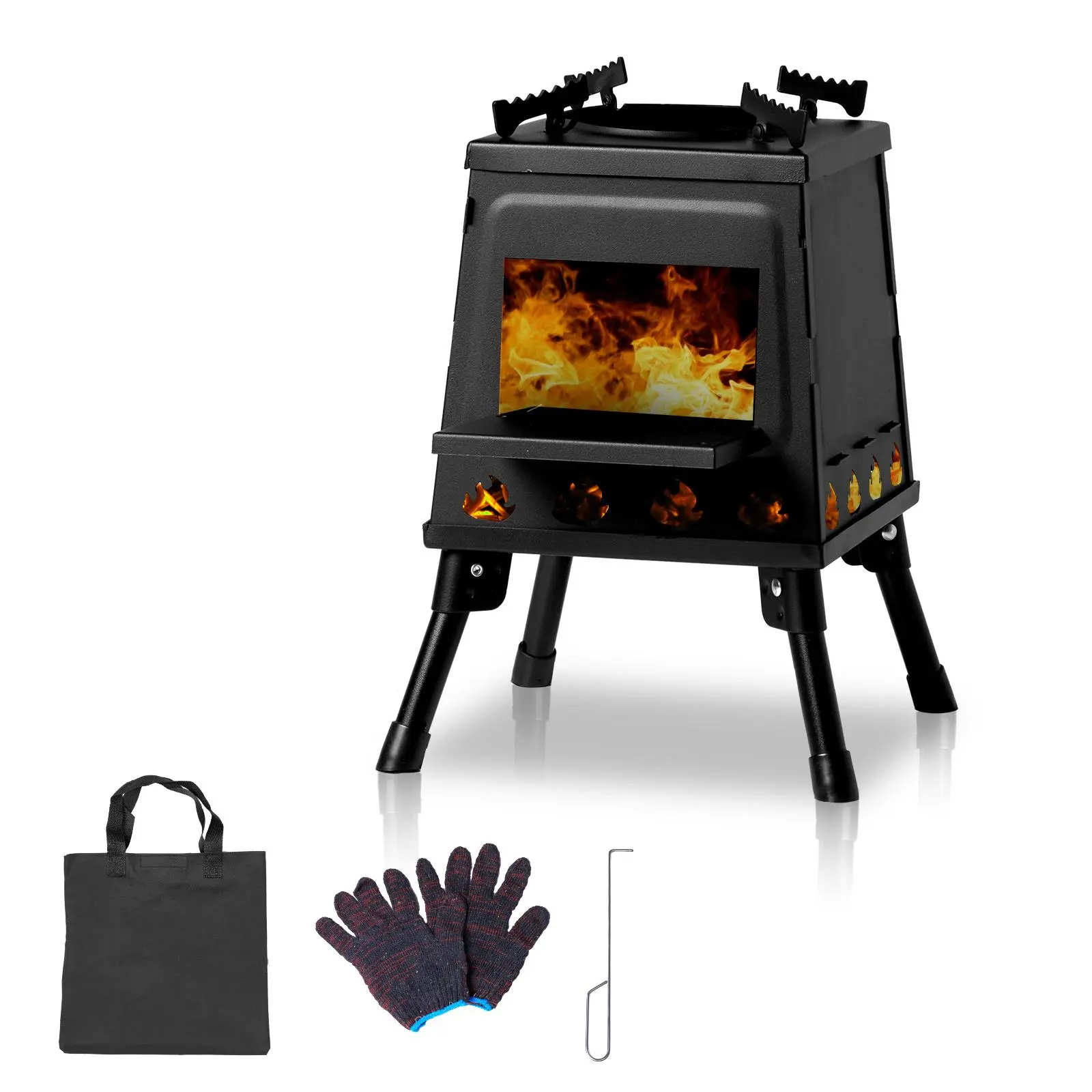 【Summervibes】Camp Stove for Cooking Portable Wood Mini Burner Stove Fire Camping Stove for Cooking Backyard Cooking Camping BBQ Outdoor BBQ comes with storage bags