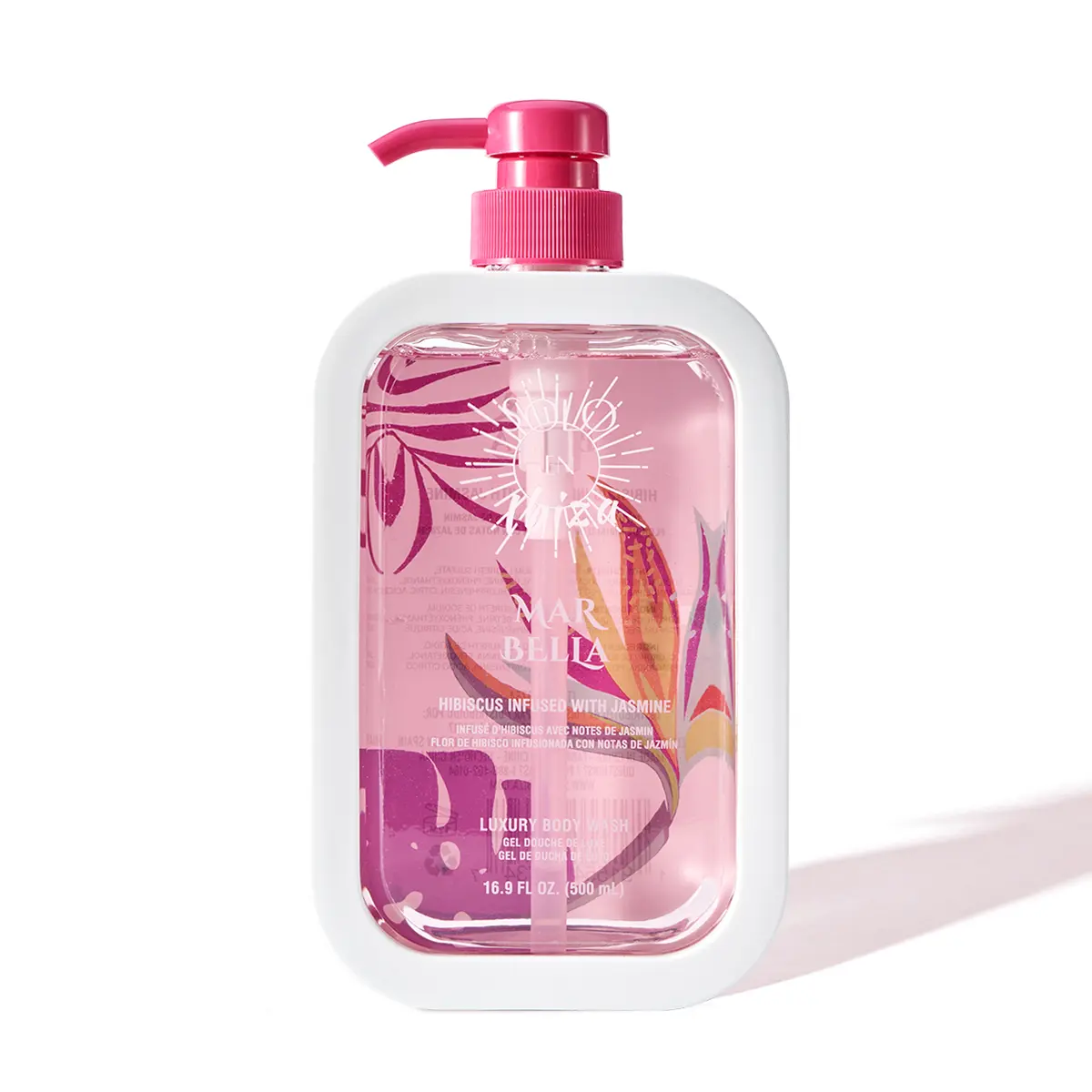 SOLO EN IBIZA Marbella Body Wash, Hydrating Shower Gel with Pitaya, Lychee & Vanilla Scents for Bright, Radiant Skin, Alcohol-Free, 16.9 fl oz, Moisturizer, Aroma, Dragon Fruit, Acne Treatment, Vanilla Body Care, Aluminum Free