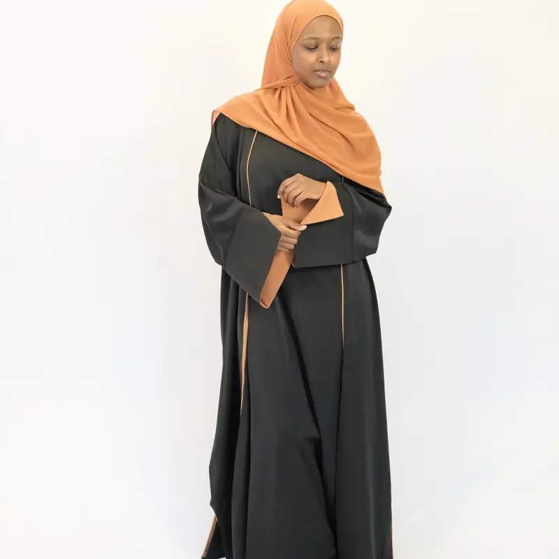 Dubai Alia 3 Piece Open Abaya, New Style Desert Sahara Black