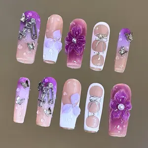 NailVesta  LILAC VEIL – 100% Handcrafted 3D Press-On Nails | Reusable, Long-Lasting, Salon-Quality